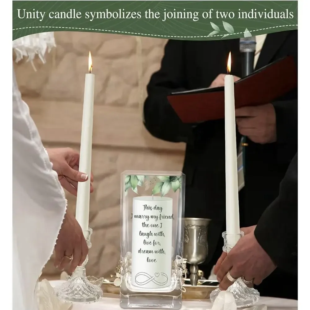 FoldTier Unity Wedding Candle Ceremony Set Glass Holder Taper Pillar Candles